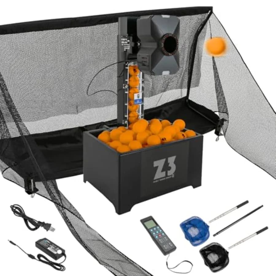 Robot da Ping Pong con Rete e Controllo Wireless, 10 Modalità di Allenamento, Include 100 Palline, 35-90 Palline al Minuto per l'Allenamento, 40mm 40mm+