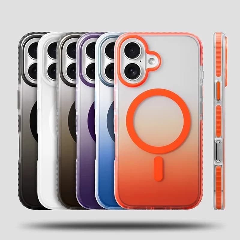 Custodia Trasparente Antiurto con Gradiente di Colore per iPhone 16 15 Plus 14 13 Pro Max, Compatibile con Ricarica Wireless Magnetica MagSafe