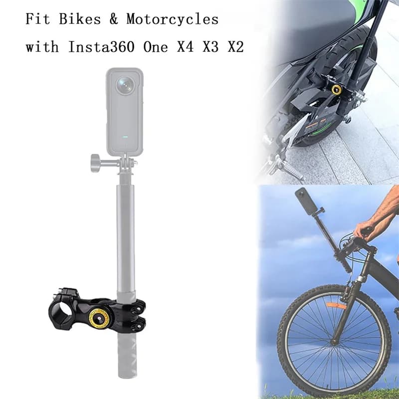 Staffa per manubrio moto per Insta360 X5 X4 X3 Supporto per fotocamera Staffa per manubrio Selfie stick per GoPro 13 12 11 Accessori