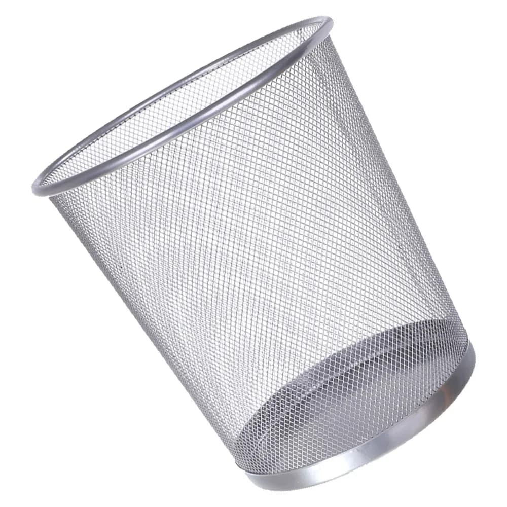 Convenient Open Top Mesh Trash Can Well Ventilated Circular Shape Round Wastebasket Metal Waste Basket Room