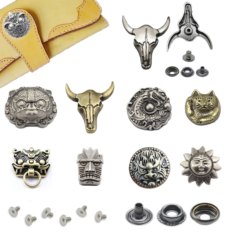 Metallo 201 Bottone a pressione Perline Conchos Rivetto per unghie per borsa artigianale in pelle Chiusura a scatto in pelle Accessori per connettori