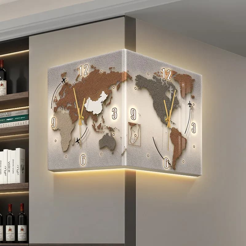 Modern Double Sided Corner Wall Clock Living Room Decoration LED Clock Mural Lamp Restaurant Background Wall Digital Wall Clock