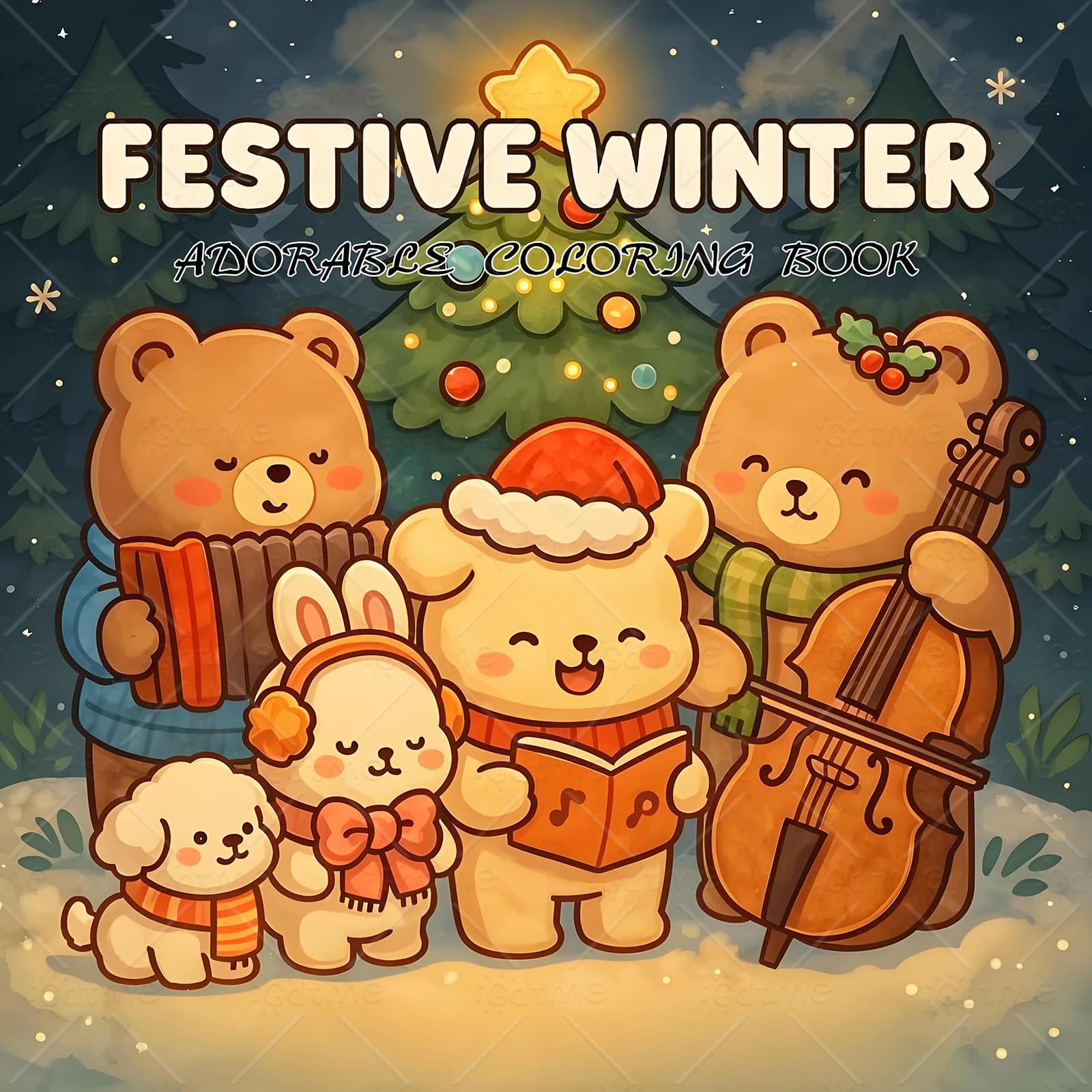 FESTIVE WINTER Cute & Comfy Coloring Book for Adults Cute Drawing Book Perfect Gift for Party and Birthday