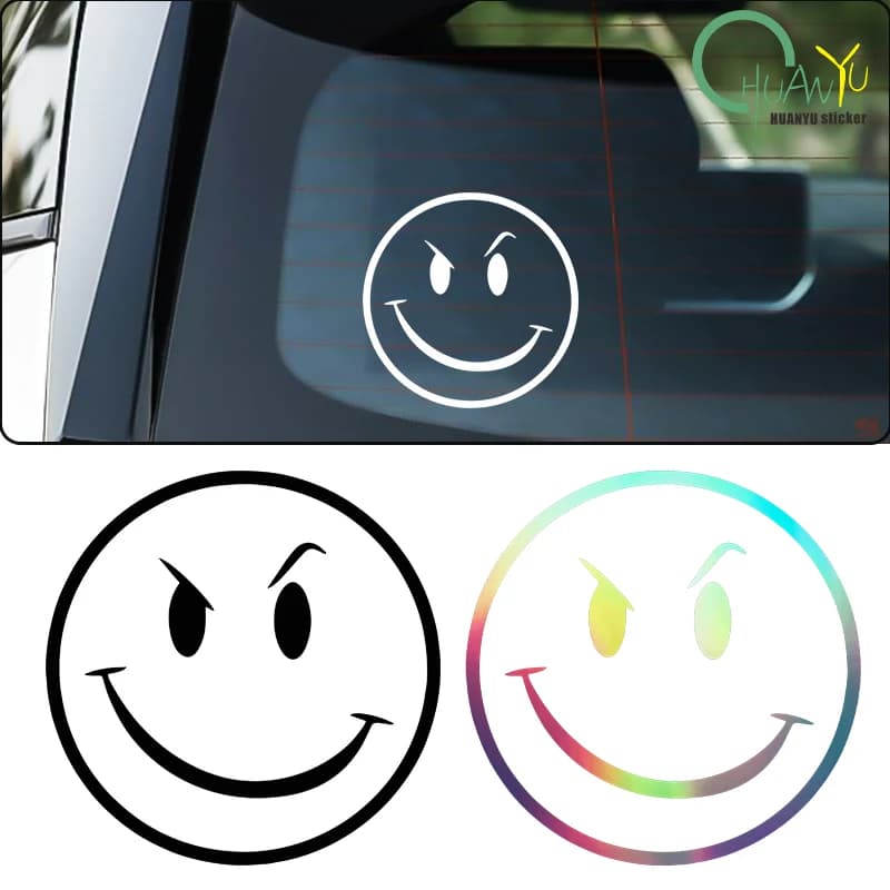 Decalcomania in vinile fustellato per Evil Smiley Face Car Sticker impermeabile Auto decori su Auto corpo paraurti lunotto Laptop