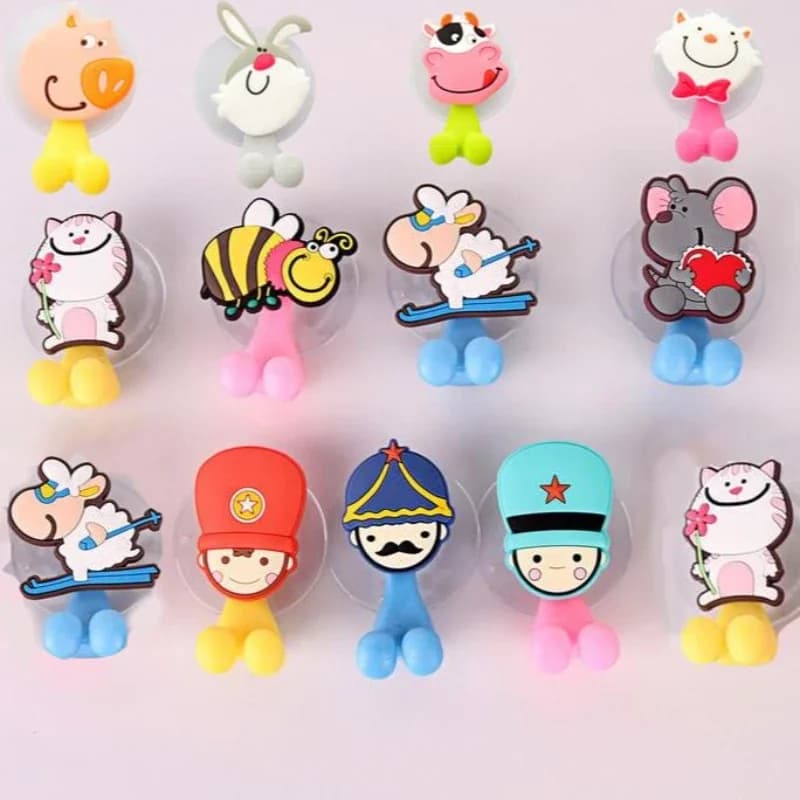 Cartoon Sucker Toothbrush Holder Suction Hooks Multifunctional Animal Suction Cup Children Bathroom Set Accessories Eco-Friendly