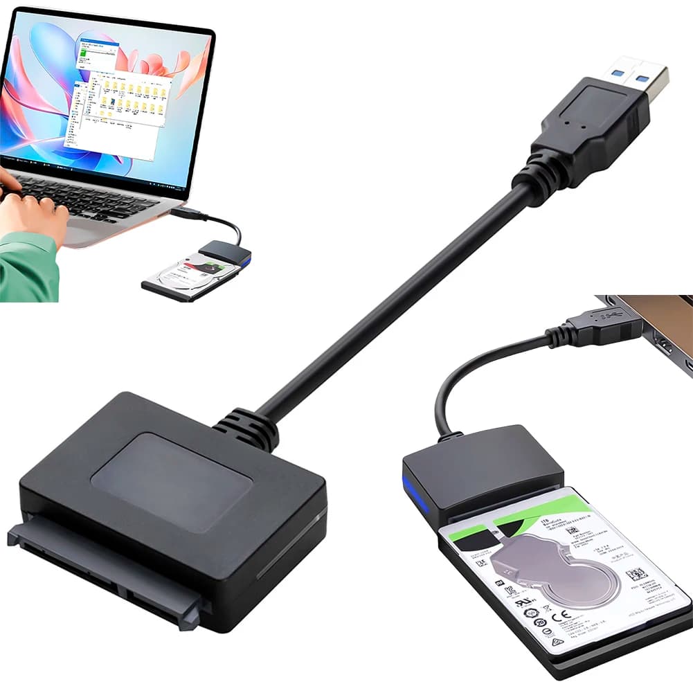Cavo adattatore da SATA a USB 3.0, convertitore per disco rigido esterno, adattatore da USB 3.0 a SATA per trasferimento dati da HDD/SSD da 2,5 pollici