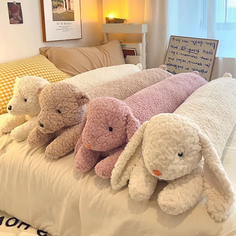 Cuscini Kawaii per Camera da Letto, Cuscini Lunghi a Forma di Orso e Coniglio, Morbidi Cuscini di Supporto Lombare per Ragazze, per Dormire e Abbracciare