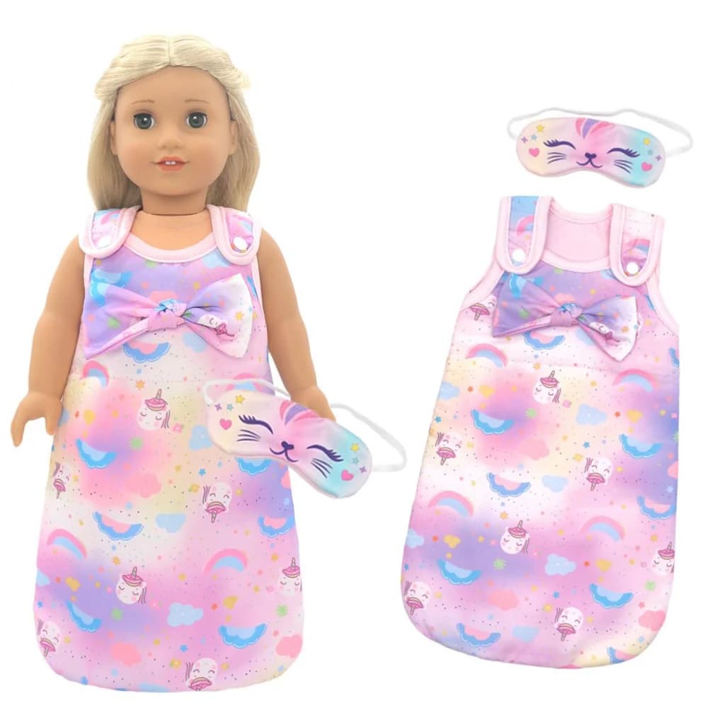 Sleeping bag for alpaca dolls with set of eye masks suitable for dolls of different sizes Accessories for dolls of 10-18 inch 43 cm Newborn