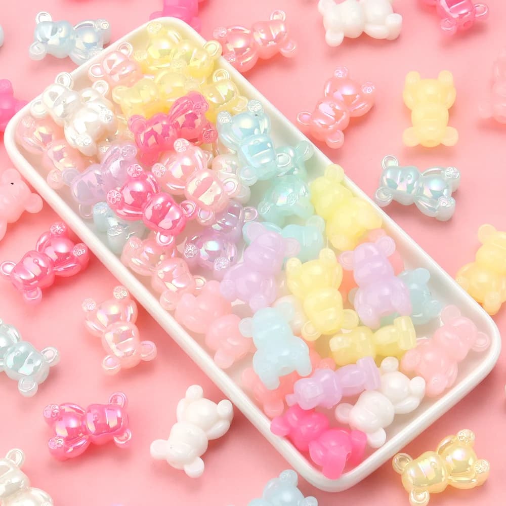 10 pcs 17x25mm Acrylic Beads Plated Color Bear Shape Brake Trainer for Jewelry Bracelet Making Phone Chain Accessories FAI FROM TE