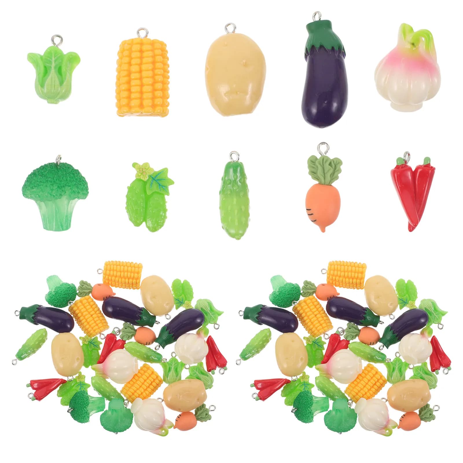 30Pcs Realistic Mini Food Resin Charms Vegetable Jewelry Pendants for DIY Crafting Keychain Bracelet Earring Necklace Making
