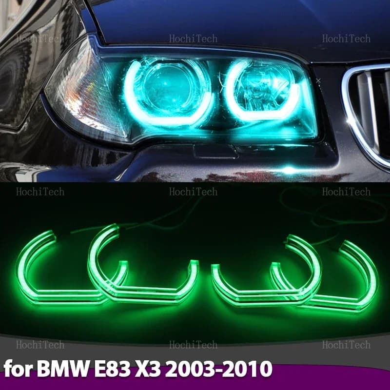 Dynamic RGB Multi-colored App control LED Headlight Angel Eyes Ring Lamp kits headlight upgrade for BMW E83 X3 2003-2010