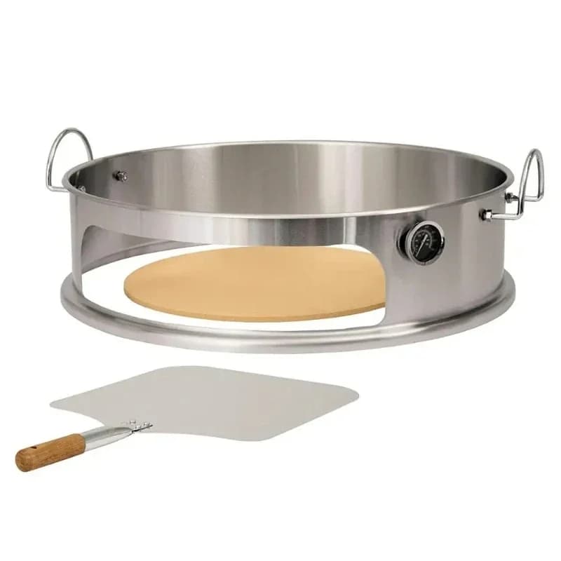 Set di Utensili Deluxe per Preparazione Pizza - Pietra per Pizza Rotonda da 22 Pollici con Pala in Alluminio e Griglia a Carbone