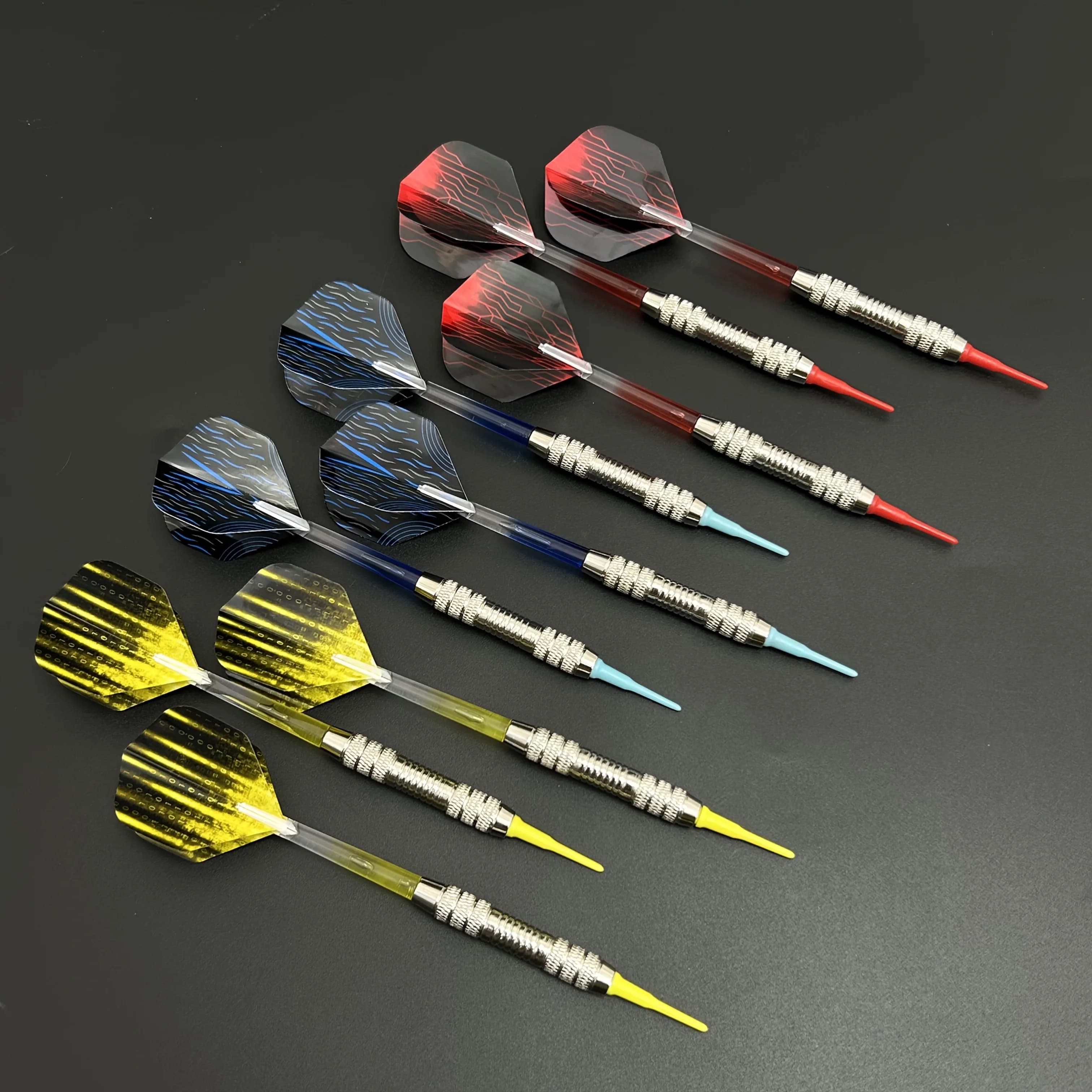 Safe soft dart 3pcs, precision electroplated iron dart barrel, replaceable 2BA soft tip, suitable for electronic dart targets