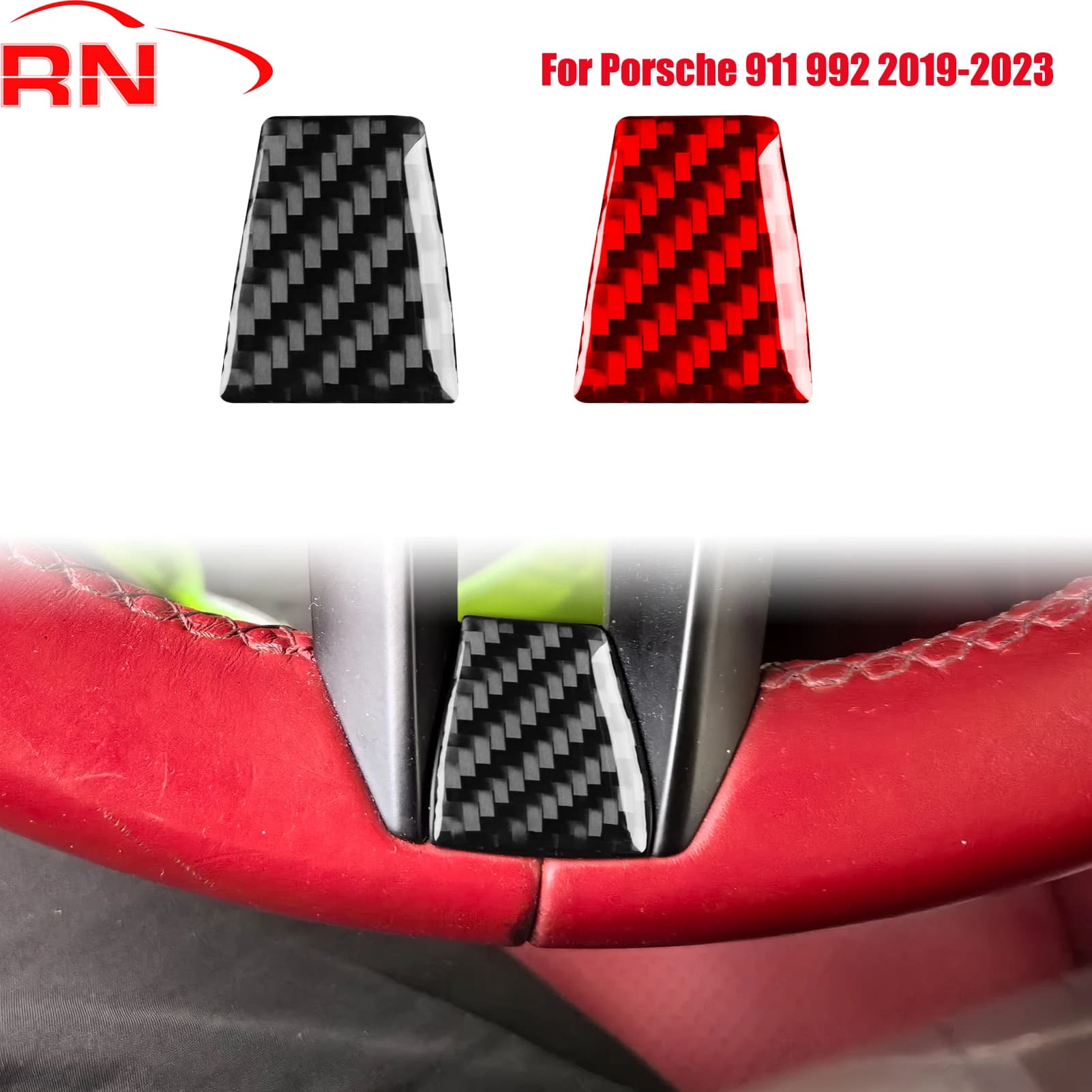 Per Porsche 911 992 2019-2023 Volante per auto in fibra di carbonio modificata Mento Accessori interni Piano Nero Adesivi decorativi