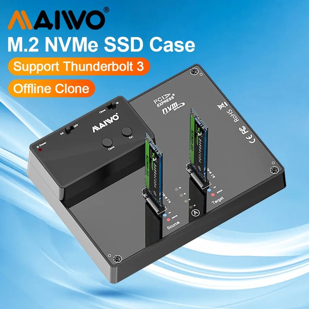 MAIWO M.2 NVMe SSD Case Docking Station Copia Macchina Type-C Lettore di dischi rigidi esterni Disco rigido NVMe con clone per custodia del PC