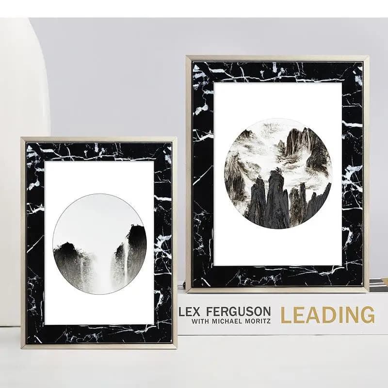 Black Marble Texture Wood Photo Frame Modern Design Picture Frames Figures Portrait Framed TV Cabinet Desk Decoration Ornaments