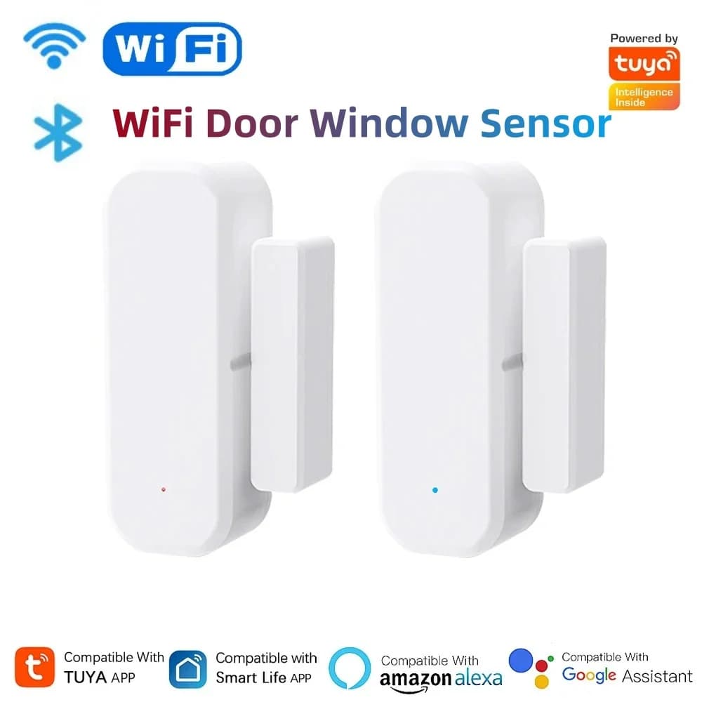 Rilevatori di porte aperte e chiuse WiFi Tuya Sensore intelligente per porte e finestre con sensore di contatto di avviso di notifica app per la sicurezza domestica
