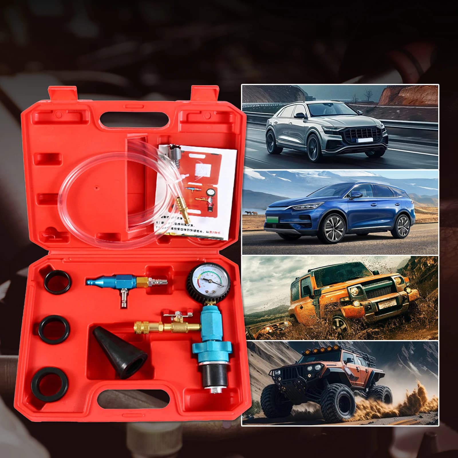 Strumento di spurgo del vuoto Sistema di raffreddamento Kit di ricarica del liquido di raffreddamento per spurgo del vuoto Kit di ricarica del liquido di raffreddamento Set di riempitivi per cambio antigelo per auto