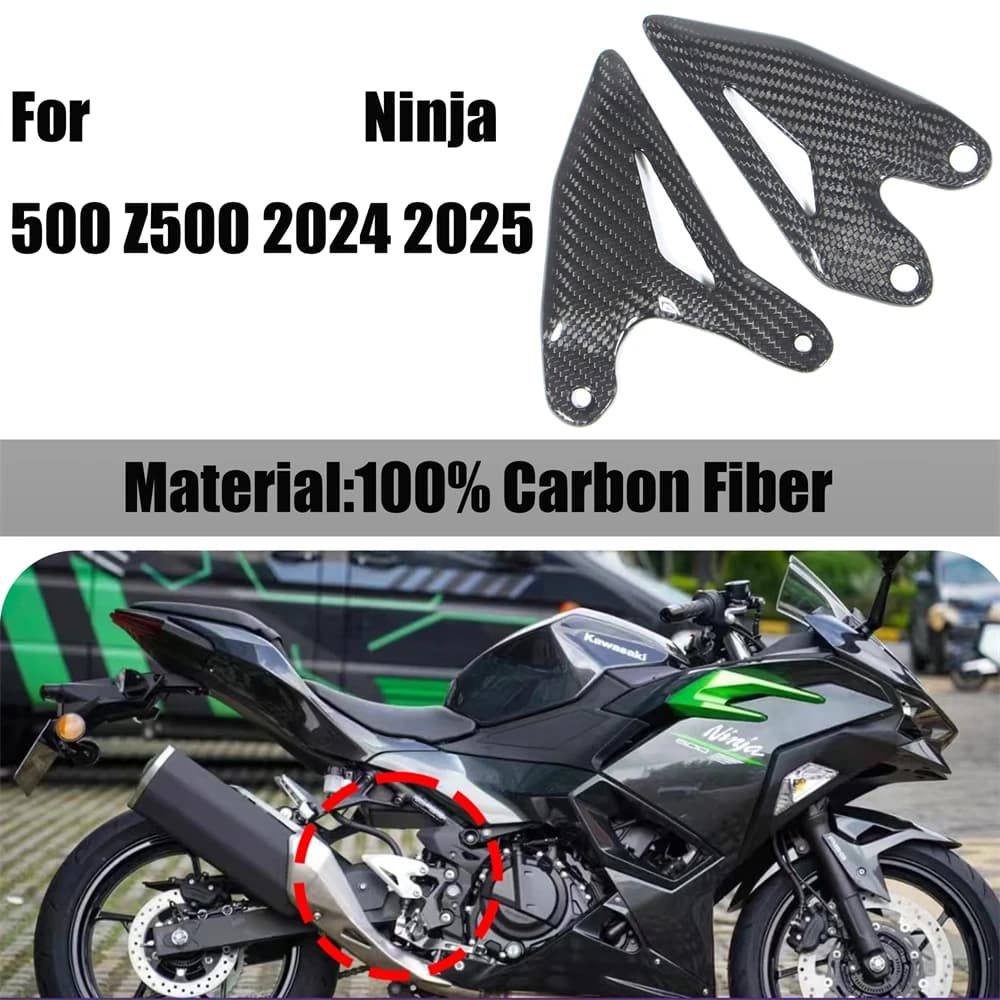 foot pedal Heel Guard Plates Foot Rests Weight Reduction Carbon Fiber Motorcycle accessories For Ninja 500 Z500 Ninja400 Z400
