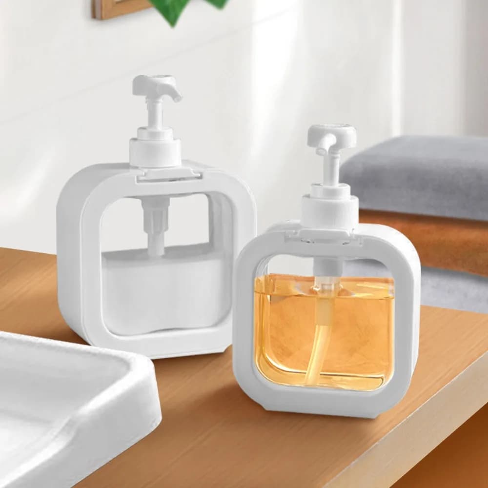 Bottiglia dispenser portatile per disinfettante per le mani da 1 pezzo - Contenitore di stoccaggio diviso per lozione in plastica trasparente per bagno, cucina