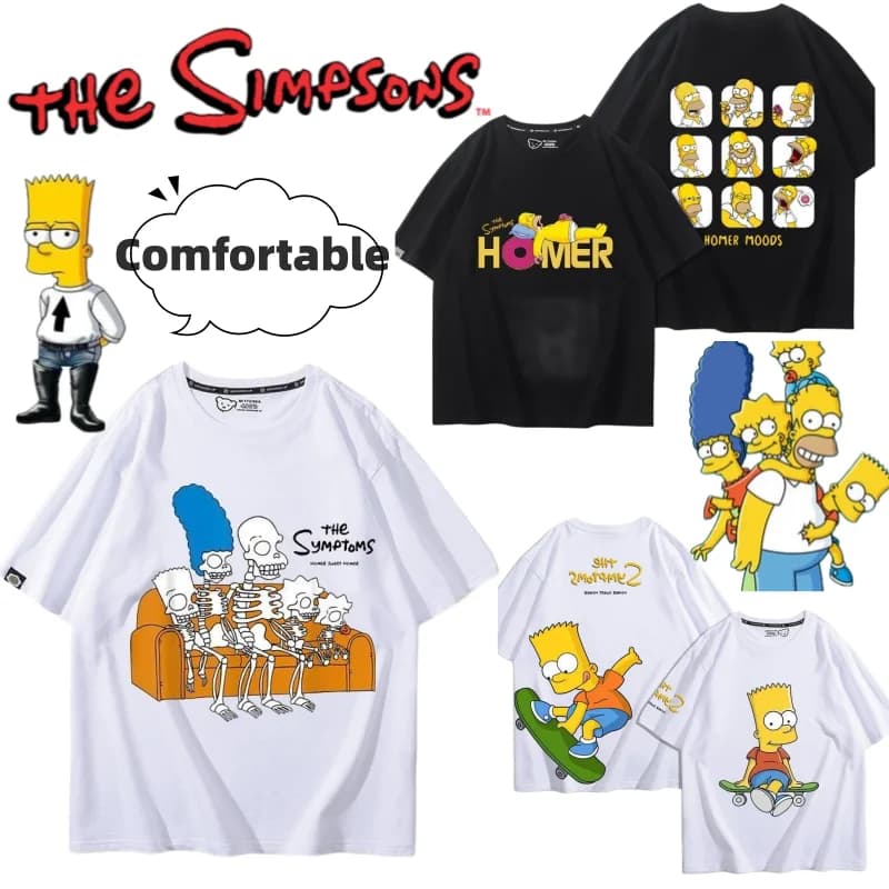 The Simpsons short-sleeve Bart Homer Simpson new creative cartoon fashion personality high-quality summer comfortable T-shirt