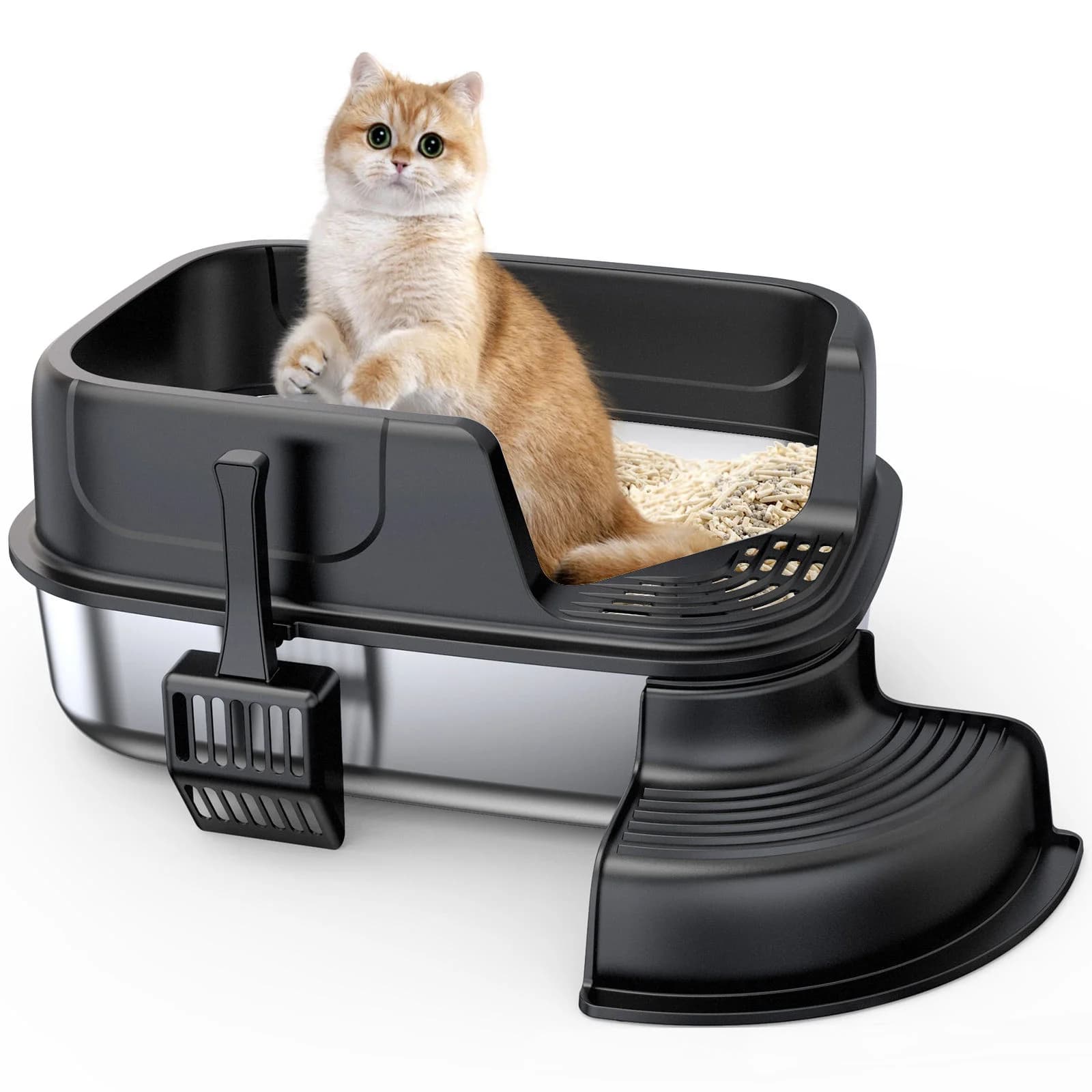 @ # Lettiera Intelligente per Gatti Grande in Acciaio Inossidabile Semi-Chiusa Anti-Corrosione con Pedale Rinforzato Facile da Pulire Toilette per Gatti