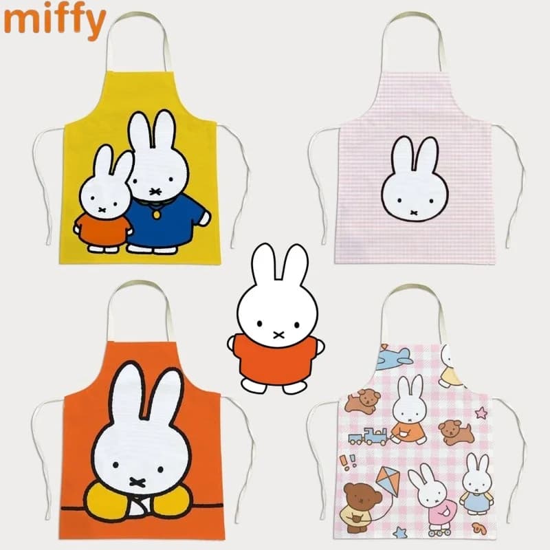 New Miffy Rabbit Series Sweet and Cute Creative Cartoon Print Pattern Unisex Simple Fashion Loose Sleeveless Waterproof Apron