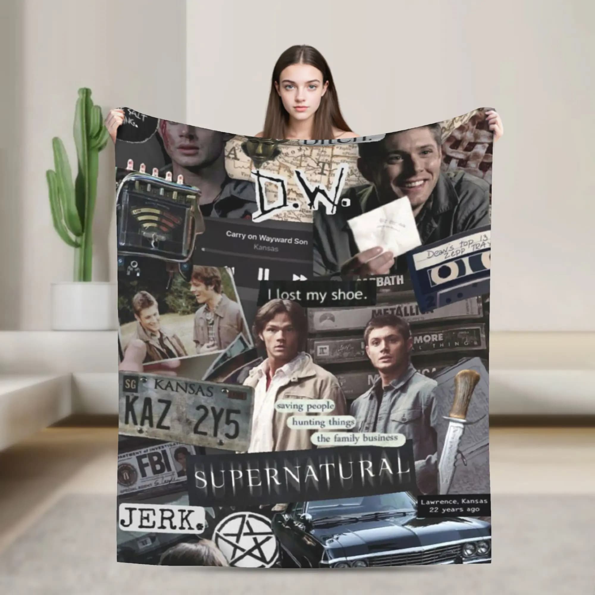 Supernatural Dean Winchester Sam Blanket Super Soft Warm Throw Blankets for Sofa 50x60 Inch Multi-size Bedspreads