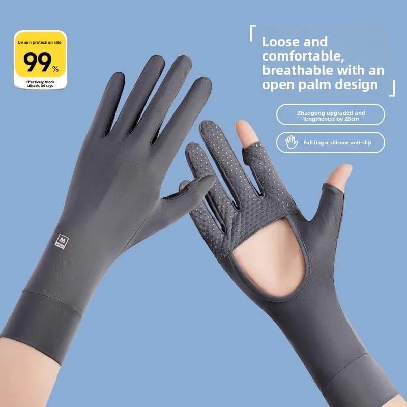 Women's Underwear Summer Gloves in Ice Silk, Solar Protection, Anti-slip, Touch Screen, New for Cycling, Anti UV, Breathable