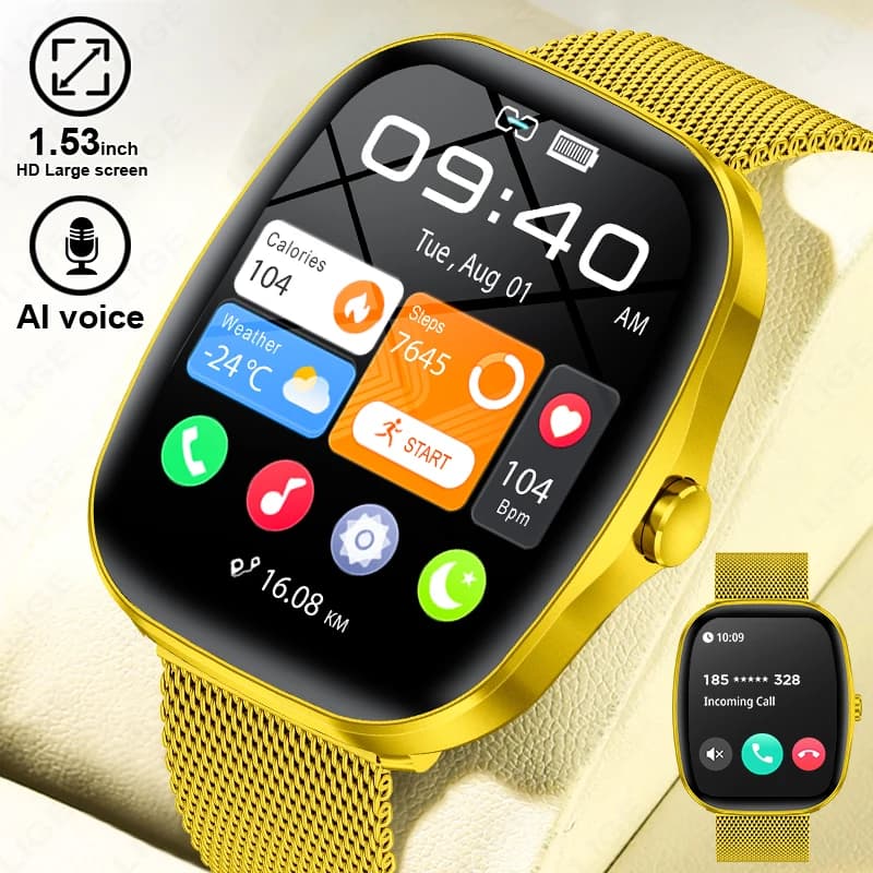 LIGE Smartwatch Woman 1.53” HD Full Touch Screen Bracelet Sport Fitness Tracker Male Smartwatch For Android IOS 2026