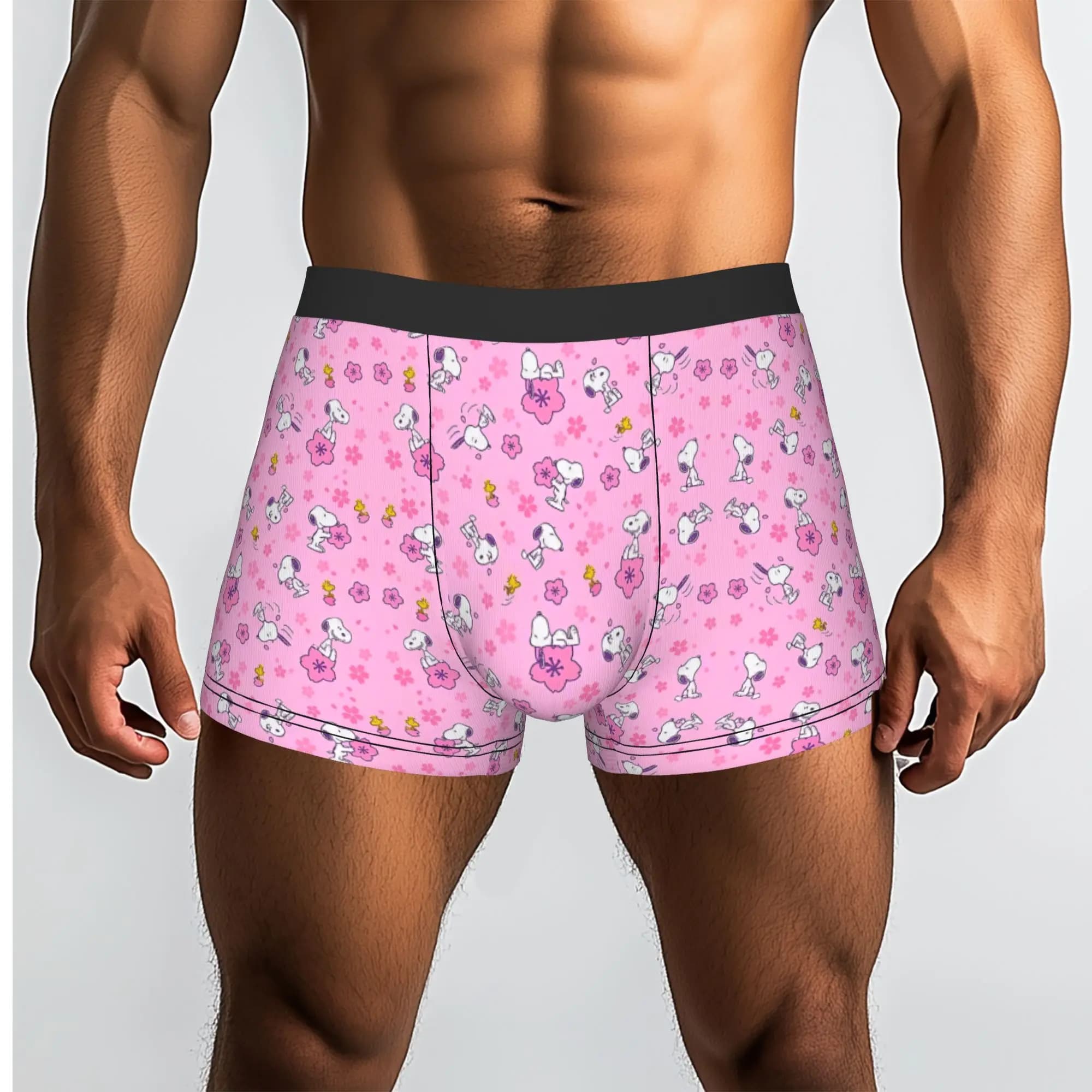 Customized S-Snoopies Underwear Men Printed Manga Boxer Briefs Shorts Panties Breathable Underpants