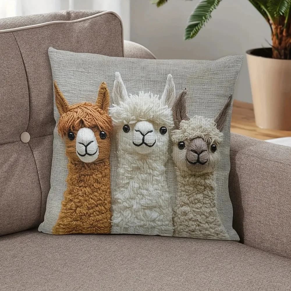 Fodera per cuscino bifacciale con simpatico amico Alpaca, 1 pz, moderna federa decorativa per divano, letto, testiera, decorazioni per la casa a tema animali