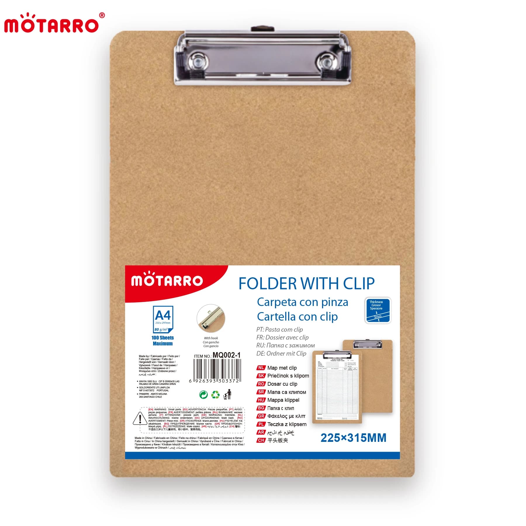 MOTARRO A4/A5 Tablet Cartella Menu Scrittura Appunti Organizzatore di carta Memo Densità Bordo Piastra a testa piatta Morsetto Ufficio Stazionario
