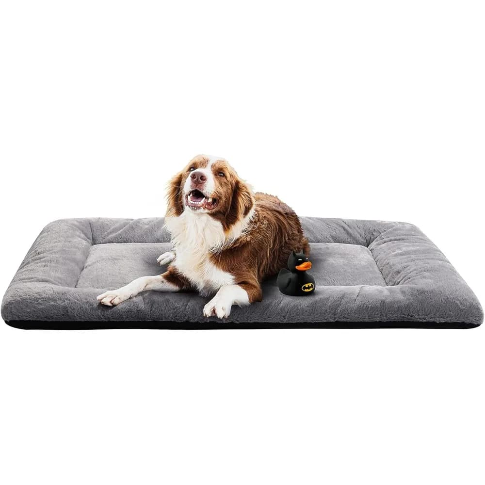 Materassino per cani extra large per casse in metallo, tappetino per cuccia antiscivolo lavabile ultra morbido grigio 48 pollici