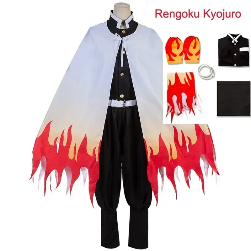 Anime Rengoku Kyojuro Cosplay Costumes Train Mugen Kimetsu Robe Suits For Adult Wigs Cos Outfit Party