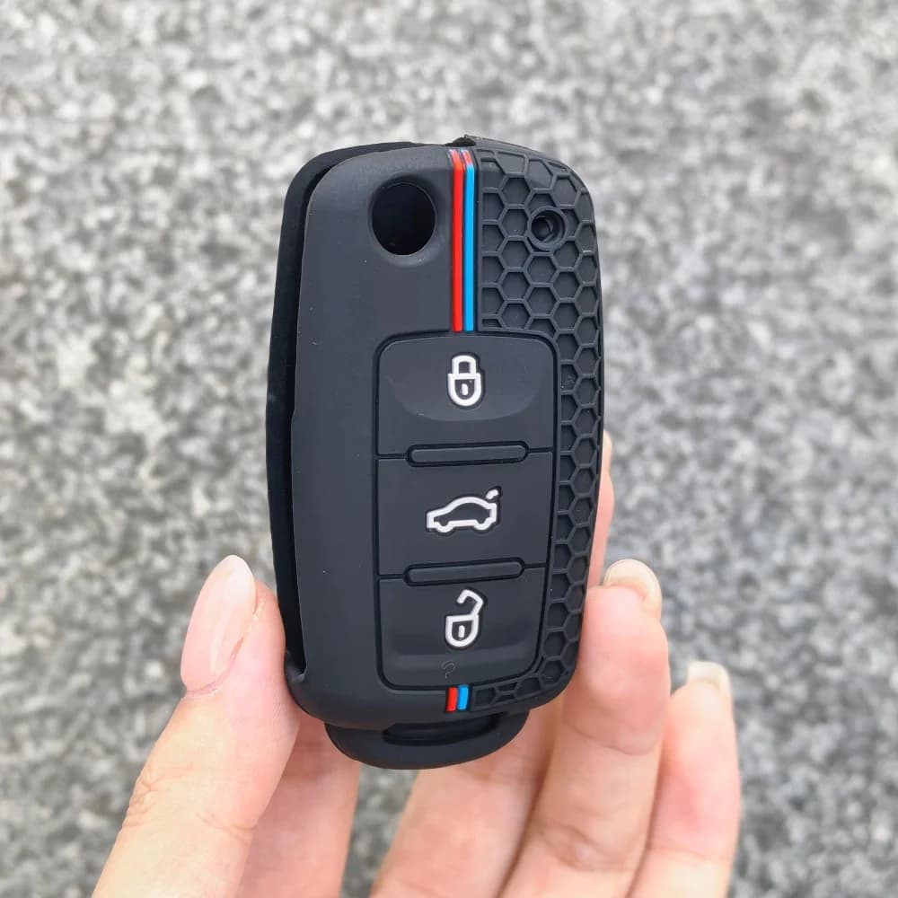 Custodia Protettiva in Silicone per Chiave Auto VW Volkswagen Passat B5 Polo T4 Golf 4, Seat Leon 1 Altea Ateca, Skoda Octavia A5