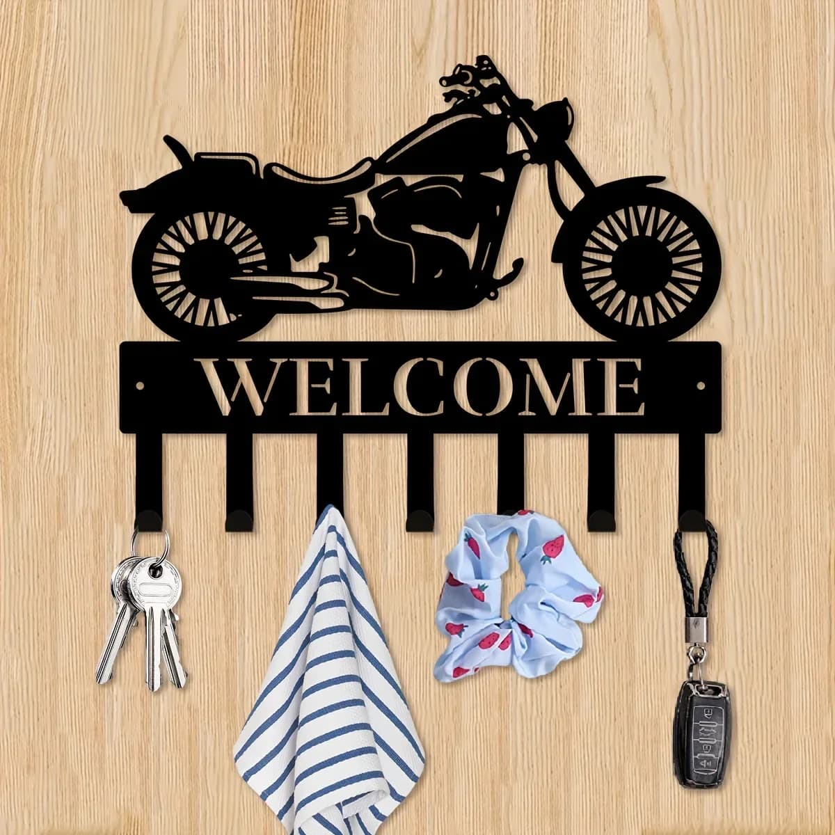 2D 1pc Multi-Purpose Clothes Bag Key Hook, Decorative Living Room Wall Hook, Metal Wall Decor Wall Motorcycle Metal Key Hanger
