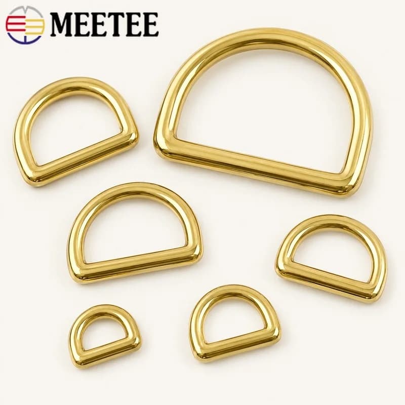 2/5Pcs 13-44mm Solid Brass D Rings Rounded Buckles for Dog Collar Harness Bag Strap Luggage Leather Craft Hardware Accessories
