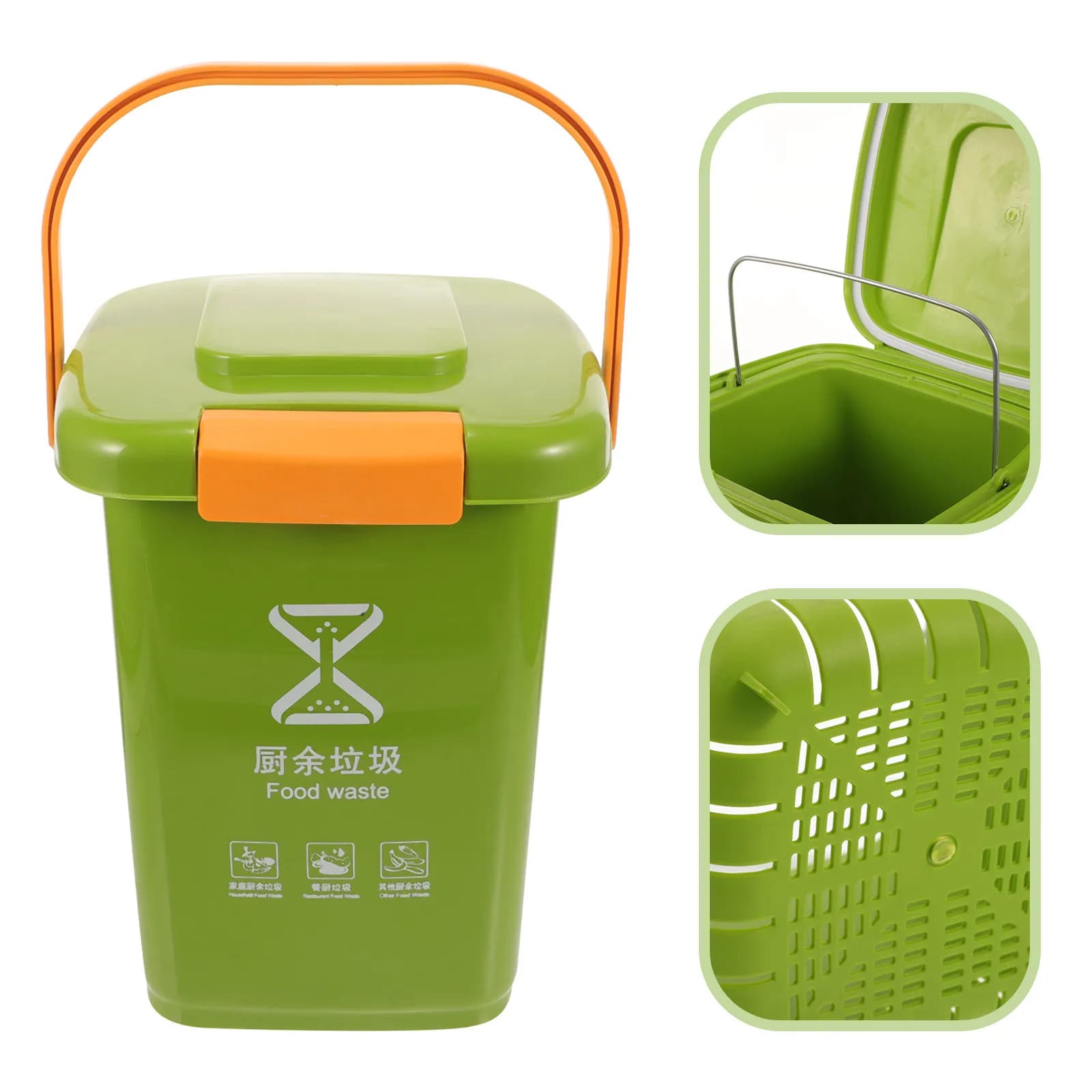 Cestino da scrivania con coperchio in plastica da 10 litri, contenitore per rifiuti per cucina, ufficio, camera da letto, contenitore per rifiuti alimentari.