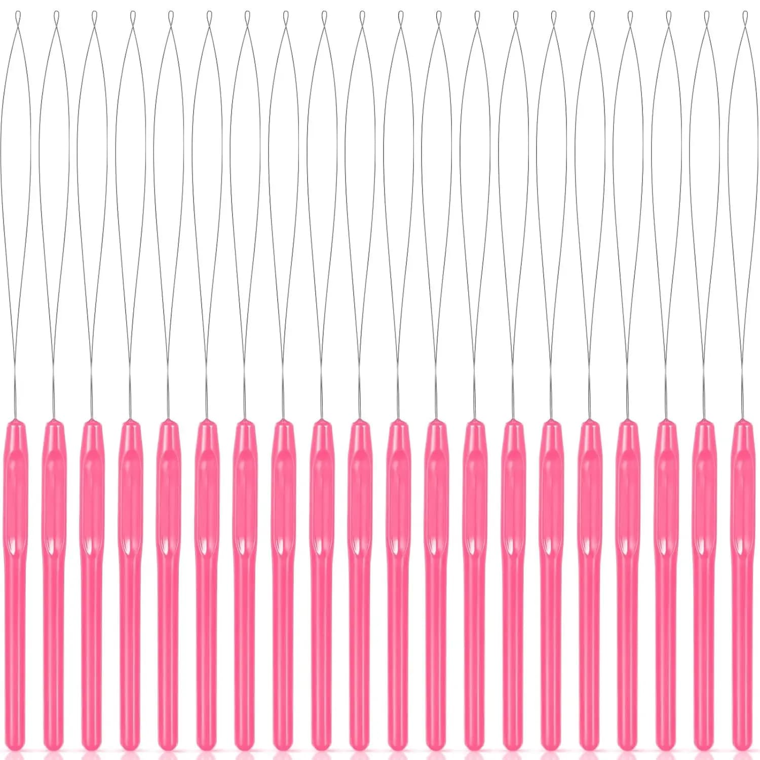 20 pezzi di estensione dei capelli capelli all'uncinetto tirare attraverso lo strumento ad anello per estensioni dei capelli infila ago strumento dispositivo per perline capelli all'uncinetto