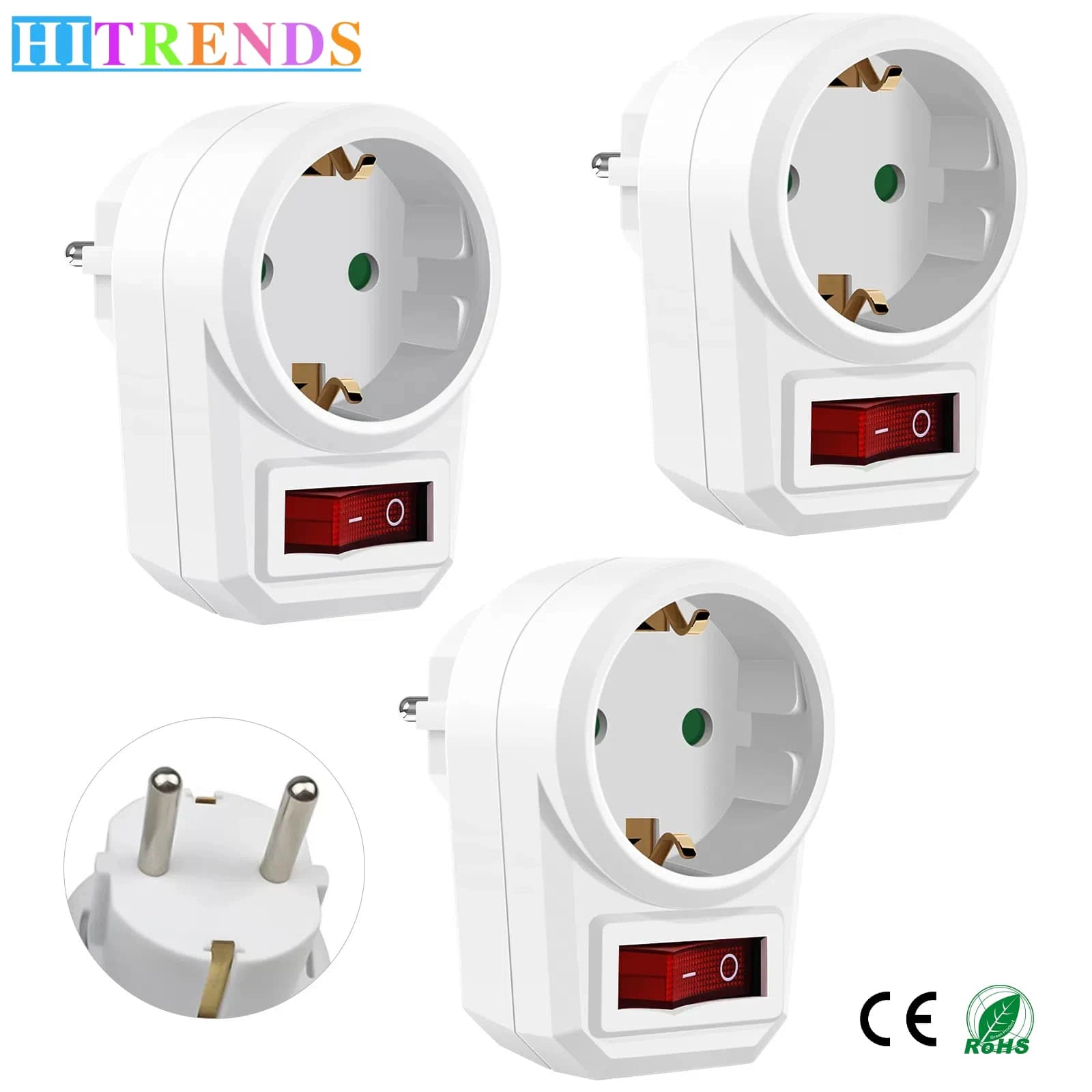 Adattatore presa EU 1/2/3 con interruttore Adattatore spina tedesca Standard europeo Terra 250V 16A prolunga di conversione di potenza