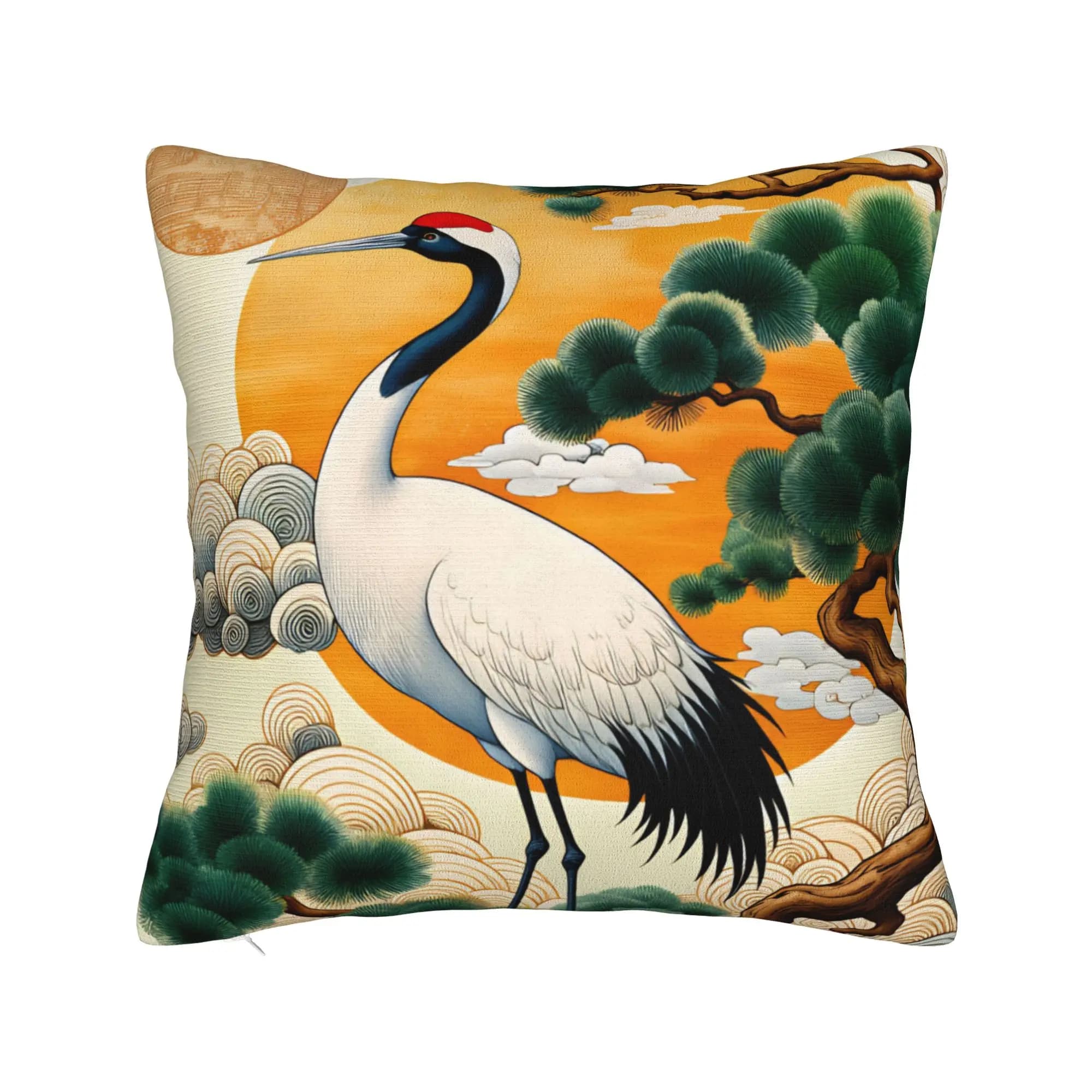 Chinese Style Crane Pillowcases Fashion Pillow Case For Sofa Home Decoration Soft Pillow Cover