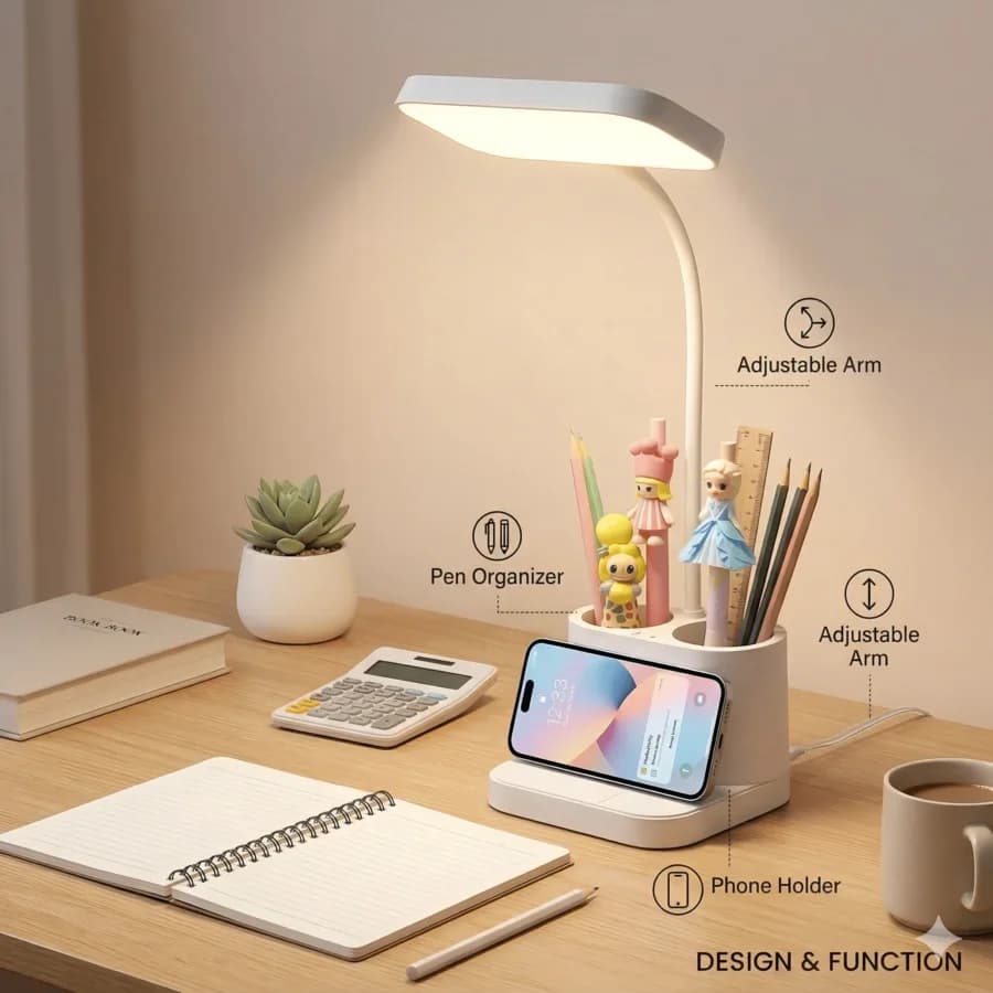 Lampada da scrivania a LED, luminosità e temperatura colore regolabili, ricaricabile tramite USB, adatta per la lettura in dormitorio, uso studio/ufficio