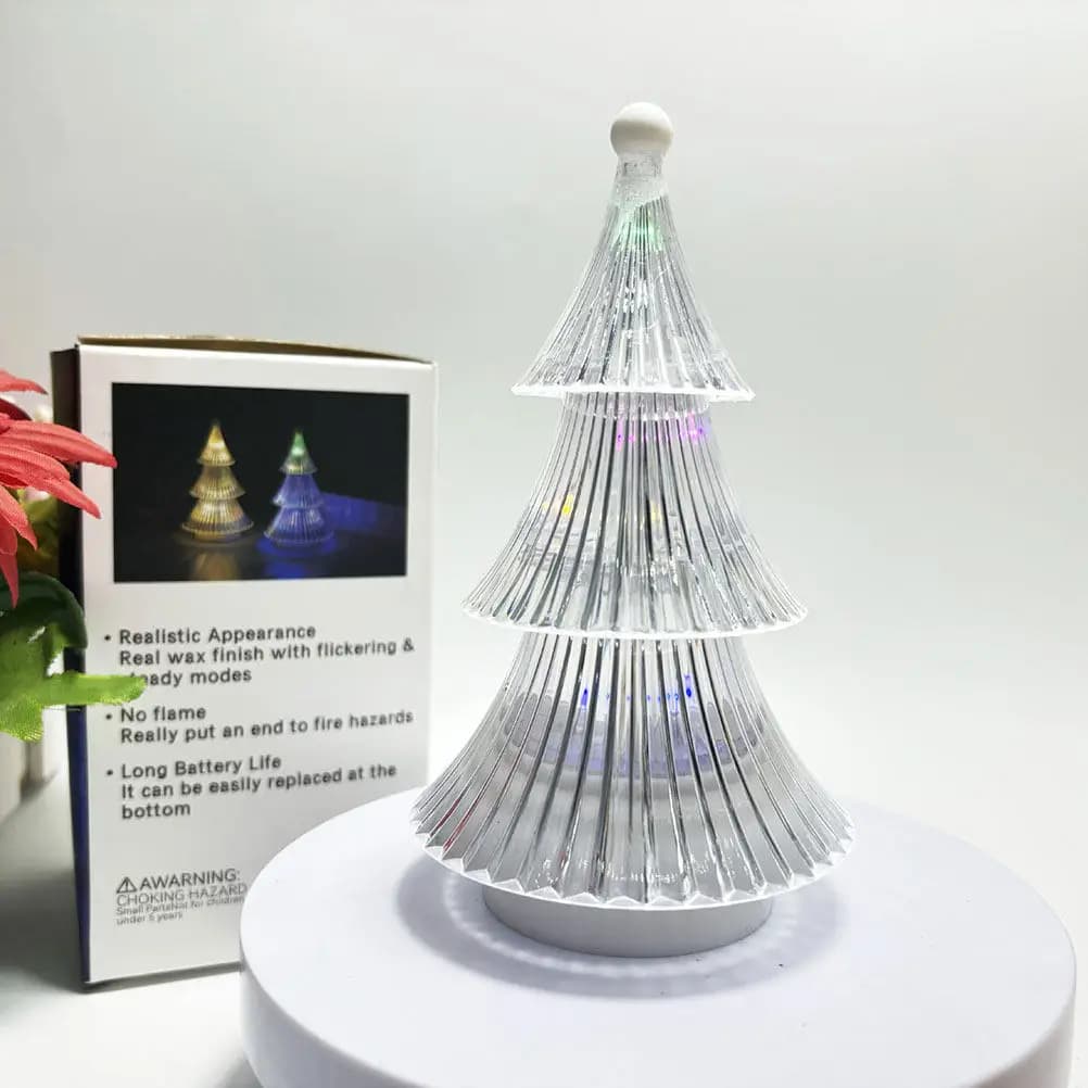 Mini Albero di Natale in Plastica con Luce Notturna, Lampada da Tavolo Decorativa, Piccolo Albero Luminoso per Camera da Letto, Comodino, Scrivania, Feste