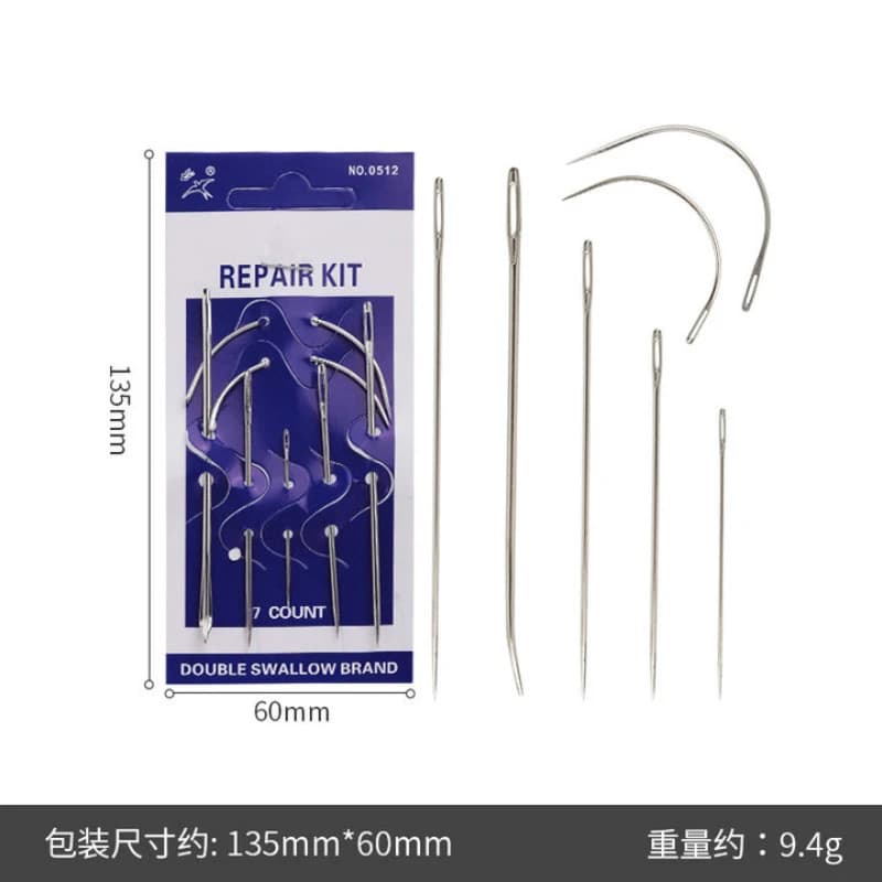 Kit aghi per cucire a mano, aghi manuali per uso domestico resistenti per tappezzeria, moquette, pelle, riparazione tela (7 pezzi)