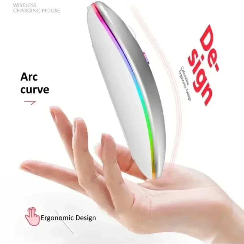 2.4G+Bluetooth 5.2 Wireless Mouse RGB LED Backlit Rechargeable Silent For PC For Laptop For Mac For iPad Gaming Office Daily Use