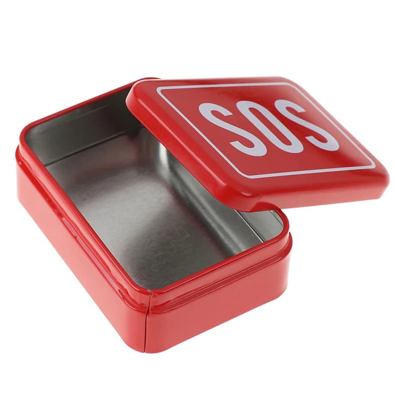 Contenitore portatile del coperchio della custodia della pillola della medicina della latta di SOS per i Kit di attrezzi di sopravvivenza all'aperto Set Kit di pronto soccorso della scatola della pillola del pronto soccorso