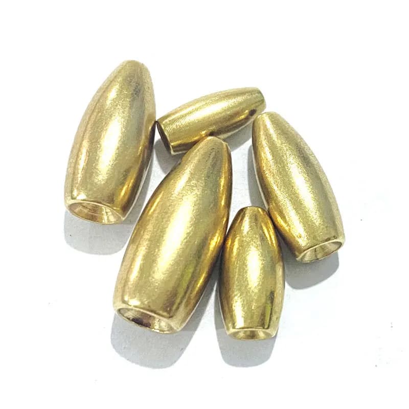 10Pcs/Pack Brass Bullet Fishing Sinkers Slip Copper Weights for Texas Rig Lure Fishing Tackle Fishing Accessories 3.5g5g7g10g14g