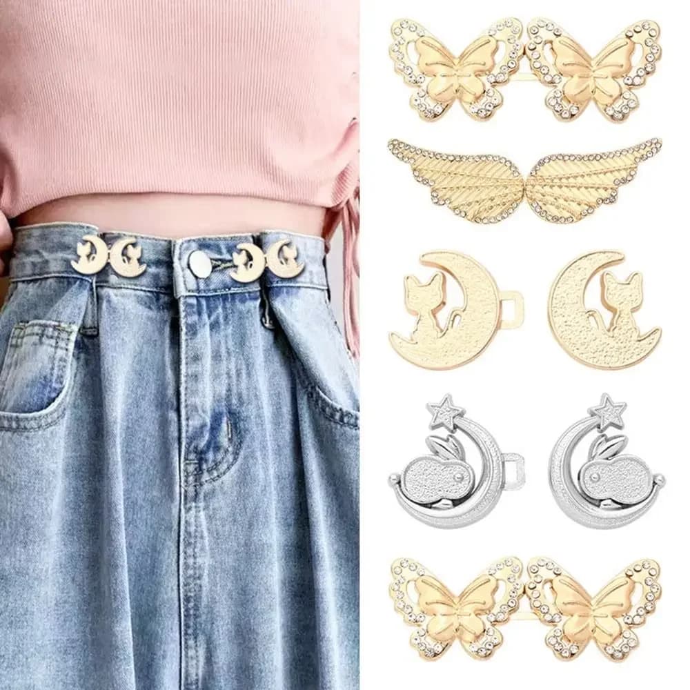 Stringere il bottone in vita per le donne Gonna Pantaloni Jeans Ornamenti Clip in vita regolabile Perni in metallo Accessori per abbigliamento fai da te Rimovibili