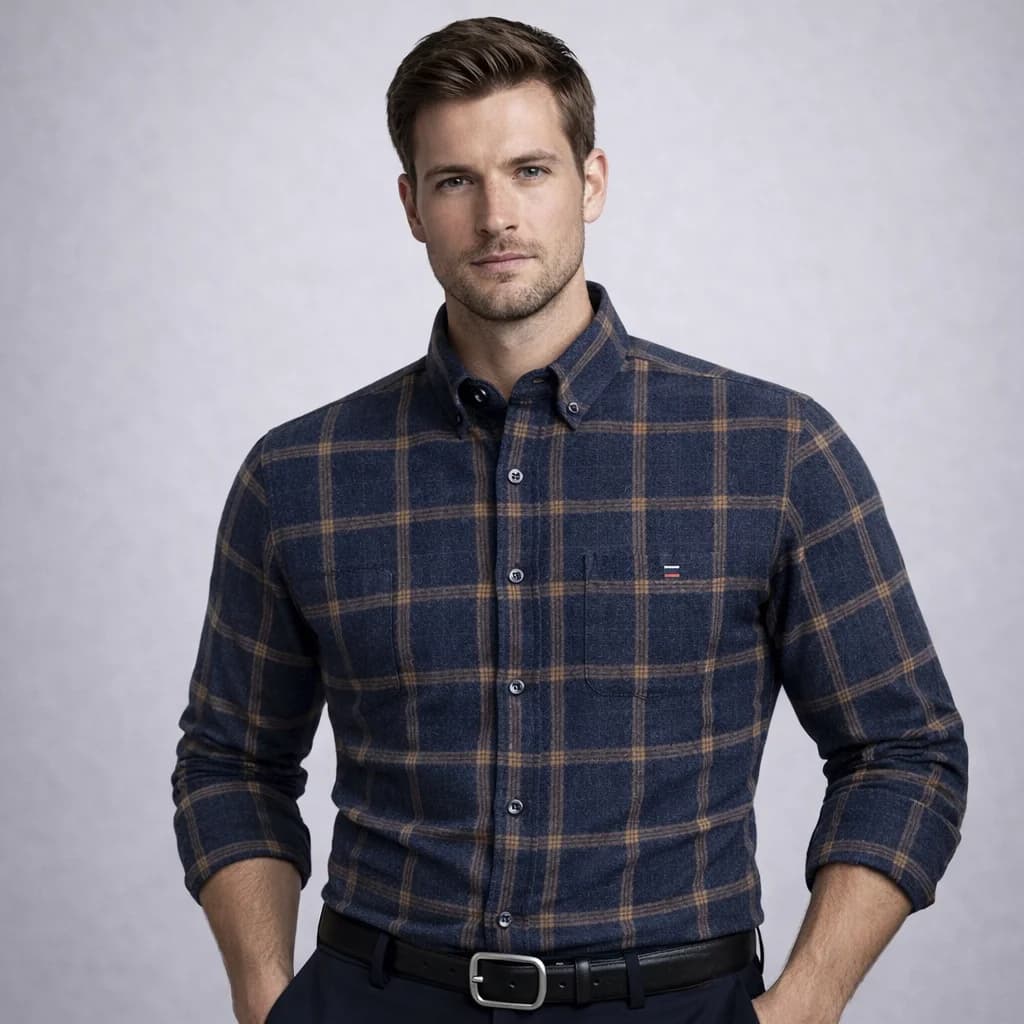 Pure Cotton Men's Plaid Shirt Long Sleeve Regular Fit Men Casual Oversized Shirt Leisure Autumn Male Clothes New Plus Size